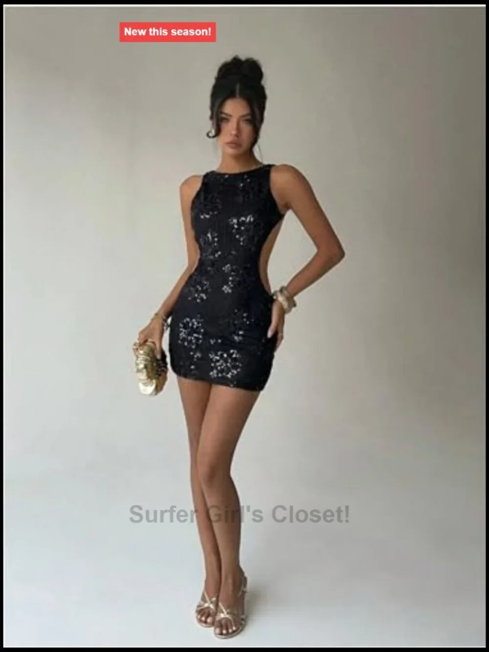 Embroidered Backless Bodycon Mini Dress Sleeveless Floral Party Club Cocktail
